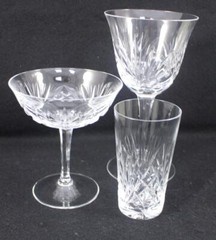 Gorham Crystal Cherrywood Clear Flat Juice Glass Tall Sherbet and Goblet