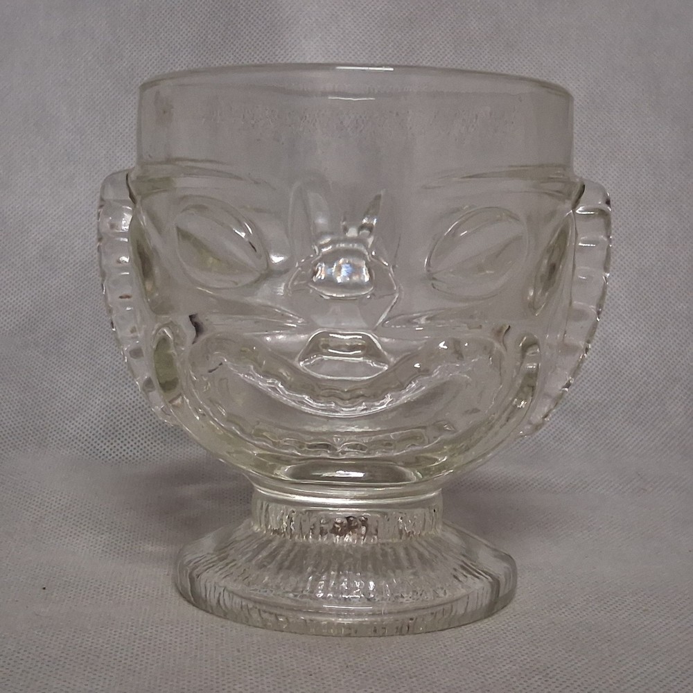 Indiana Glass Happy Sad Hawaiian Tiki Goblet Double Sided Mai Tai Glass