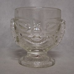 Indiana Glass Happy Sad Hawaiian Tiki Goblet Double Sided Mai Tai Glass