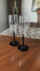 2 “Domino Signature Black” by Cristal D’Arques-Durand Champagne Flutes