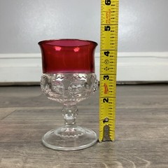 7 x Tiffin Kings Crown Ruby Red Flash Thumprint Goblets Water Glass Vintage
