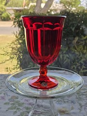 Vintage Viking Arlington Ruby Red Iced Tea Goblet Glass 6 3/8 Inches H × 3 3/4 W