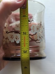 Vintage Libbey Smoked Glass Raised Cherry Blossom Flowers 3.5″ Glasses Set of 4