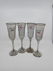 PIER 1 IMPORTS SMOKE AND PLATINUM CHAMPAGNE FLUTES GLASS SET OF 4 – DISCONTINUED