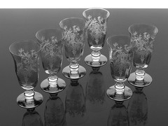 TIFFIN-FRANCISCAN PERSIAN PHEASANT OPTIC CRYSTAL JUICE GLASSES – SET OF 6