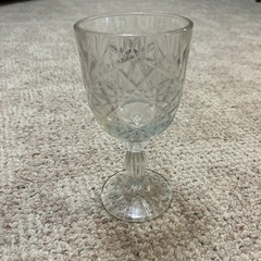 Vintage Libbey Clear Hobstar pressed Glass Star Of David Goblet Stem Glass 7”