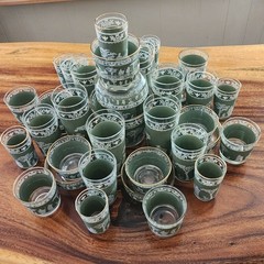 Vintage Wedgewood Jasperware by Jeanette Glass Hellenic Green Motif Set of 49