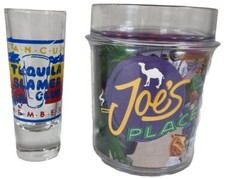 Cancun Tequila Slammer Tall Shot Glass 4” & Joe’s Place ThermoServ Tumbler