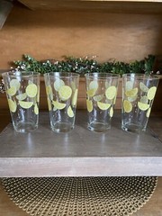 Set of 4 Vintage 16 oz Libbey Tumbler Glasses Lemon 🍋 Slices Made in USA ~NICE~