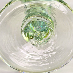 Vintage Peter Bramhall Paedra Hand Blown Art Glass Goblet Signed Dated Green