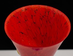 Pair of Tall Stem Mexican Fire-Blown Glasses Vibrant Colors Swirls 10.25in USED