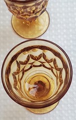 4 VTG Noritake Perspective Amber Wine / Sherbet Glasses / Thumbprint – 4 7/8”
