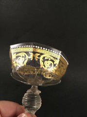 Antique Venetian Gold Gilt & Enameled Coupe Glasses by Salviati of Murano Italy