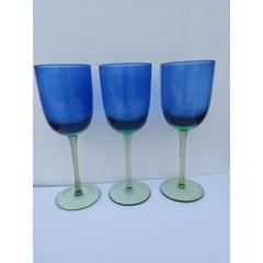 3 Block Festival Blue & Green 9″ Water Goblets