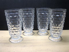 Indiana Glass Colony Whitehall Clear 4 Iced Tea Glasses Stacked Cube Design EUC