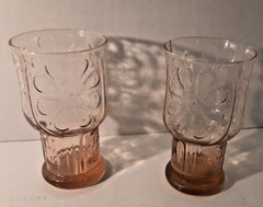 Set Of 2 Libbey Pink Daisy Flower Power Glasses Vtg Tumblers 1970’s Pink Glasses