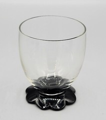 6 Weston Lilly Pad Foot 4oz Glasses LE Smith Black Amethyst Glass Tumbler Caddy