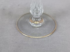Antique Saint Louis Chartreuse Green Gilt Engraved Pattern 887 Hock Wine Glass D