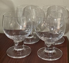 3 Dartington Crystal Wide Thick Stem Complete Imbiber Glasses Acid Etched Mark