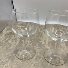 Stemmed Wine Glasses, Clear Glass, 5.5” Tall-Set Of 2