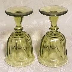 Set of 2 Vtg Imperial Glass Old Williamsburg Verde Green Wine or Juice Goblets