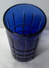 Anchor Hocking Tartan Plaid Cobalt Blue 5 3/8 in Tumblers NOT ICED TEA SIZE RARE