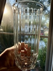 Set of 2 Libbey Crisa Vertical Ribbed Clear Glass Tumblers 5” 8 oz Juice EUC