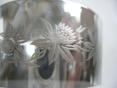 S/ 4 VTG 16 oz Dorothy Thorpe SILVER BAND W Floral DESIGN Barware Glasses 6 3/4″