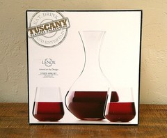 NIB Lenox Tuscany Classics 3 Piece Wine Set Decanter & 2 Stemless Glasses #4348
