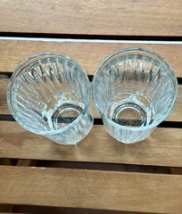 Set of 2 Libbey Crisa Vertical Ribbed Clear Glass Tumblers 5” 8 oz Juice EUC