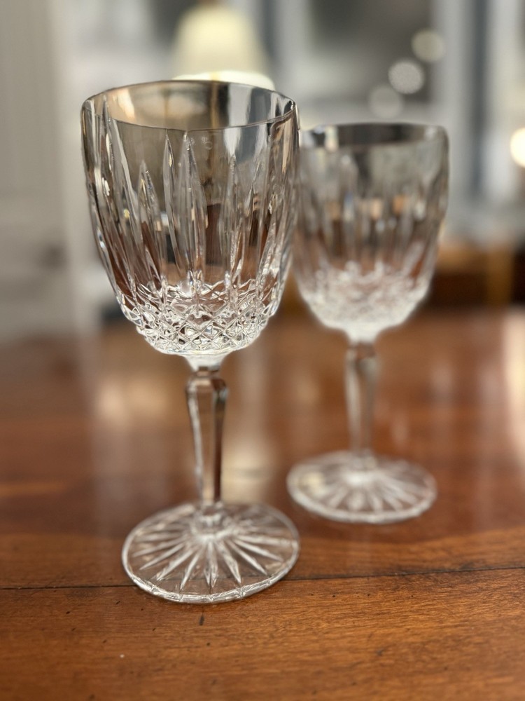 Pair of Vintage Mikasa «Old Dublin» Crystal Wine Glasses Goblets – Set of 2