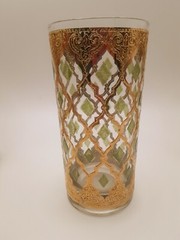 Vintage Signed Culver Valencia Highball Glasses 4 | 22K Gold & Green Diamond