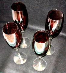 (D-134) Champagne Flutes,Blown Glass, 9.5″ H x 2″ at Rim and 2.75″ at Base