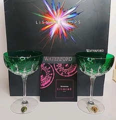 NEW Waterford Crystal (Set 2) Lismore Pops EMERALD Cocktail MARTINI Glasses NIB