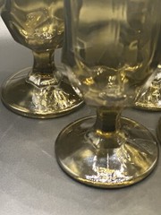 4 Duz Crystal Detergent Promo Stemware Vintage Goblets Smoke Brown