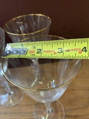 Set Of Four Sasaki Renaissance Gold Trim Crystal Wine Goblets