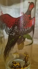 Vintage Hazel Atlas 1950’s Pheasant Hunting Scene Beverage Pitcher & 3 Glasses