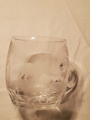(8) Moser Roland Queen Lace Kenyan African Elephant Sable Lion Etched Glass Mug
