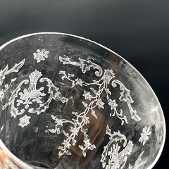 Vintage Fostoria Crystal Navarre Set of 5 Etched Floral Water Goblets 7 5/8″