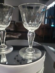 Wine / Cocktail Glasses Antique crystal Bubble stem Flute panel cut thumbprints