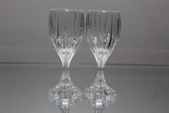 Two (2) Mikasa PARK LANE Cordial Shot Liquor Glasses Crystal 5″ high 2OZ glass