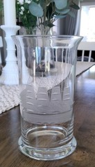 Vintage Etched Glass Sailing Clipper Ship Drinking Glass Nautical Tumbler 6”