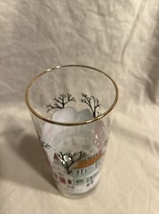 Libbey Christmas Winter Village Snow Scene Set Of 4 Vintage Drinking Glasses
