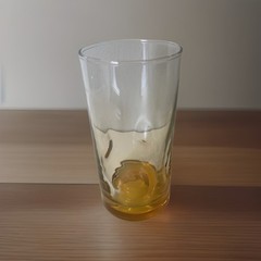 Hand Blown Thumbprint Glasses Set of 2 Orange Tumbler Pinched Sides Numbered