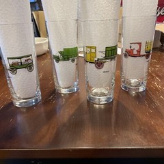 Set of 4 Vintage Hazel-Atlas Antique Classic American Cars Tumbler Glasses