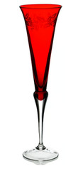 Lenox Crystal «Holiday Gems» Ruby Red Champagne Flutes Etched Christmas Set of 2