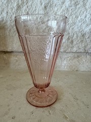 HOCKING GLASS CO. MAYFAIR OPEN ROSE PINK 6-1/2″ TALL 15-OZ FTD ICED TEA TUMBLER!