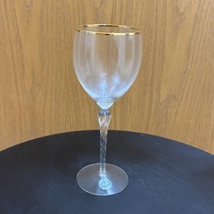 Lenox Monroe Crystal Gold Rim Wine Glass 7 5/8” Tall Twisted Stem Original Label