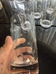 Vintage Atomic Glasses Set Of 5 Mixed Sizes Mid Century MCM Barware