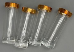 4 CELLINI LONG DRINK TALL HIGHBALL GLASSES HAND DECORATED 24 KT GOLD ITALY Box